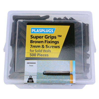 Plasplugs Super Grips Pz Brown Multi-Purpose Screw & Wall Plug (Dia)7Mm (L)45Mm, Pack Of 500