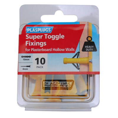 Plasplugs Super Toggle High-Tensile Steel Countersunk Hollow Wall Anchor (Dia)10Mm (L)37Mm, Pack Of 10