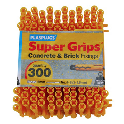 Plasplugs Super Grips Yellow Plastic Wall Plug (Dia)4.5Mm (L)24.5Mm, Pack Of 300
