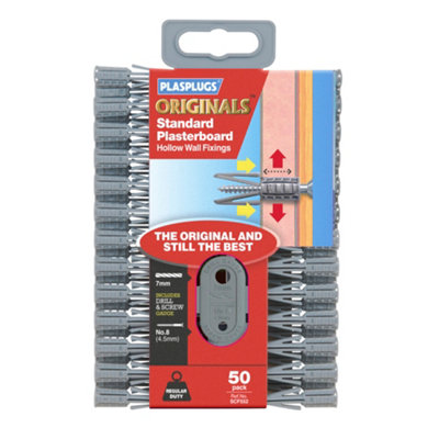 Plasplugs Originals Nylon Hollow Wall Anchor (Dia)7Mm (L)36Mm, Pack Of 50