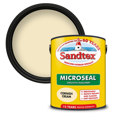 Sandtex Cornish Cream Ultra Smooth Microseal Exterior Masonry Paint 5L - Wilko