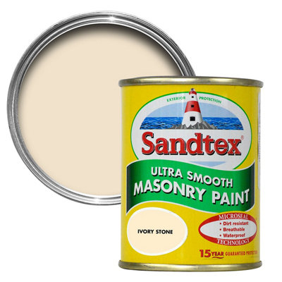 Sandtex Ultra Smooth Ivory Stone Masonry Paint, 150Ml Tester Pot