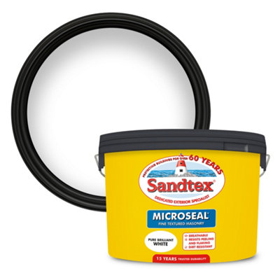 Sandtex Pure Brilliant White Textured Masonry Paint, 10L