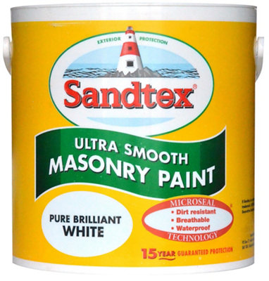 Sandtex Microseal Pure Brilliant White Smooth Masonry Paint, 2.5L