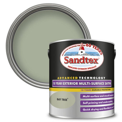 Sandtex 10 Year Bay Tree Satin Multi-Surface Paint, 2.5L