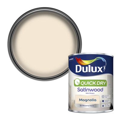 Dulux Quick Dry Magnolia Satinwood Metal & Wood Paint, 750Ml
