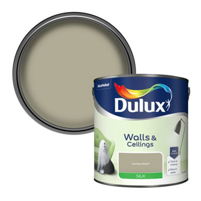 Dulux Walls & Ceilings Overtly Olive Silk Emulsion Paint, 2.5L