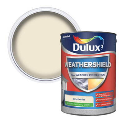 Dulux Gardenia Weathershield Smooth Matt Masonry Paint, 5L