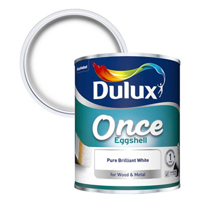 Dulux Once Pure Brilliant White Eggshell Metal & Wood Paint, 750Ml