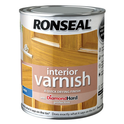 Ronseal Diamond Hard Light Oak Satin Skirting Wood Varnish, 750Ml