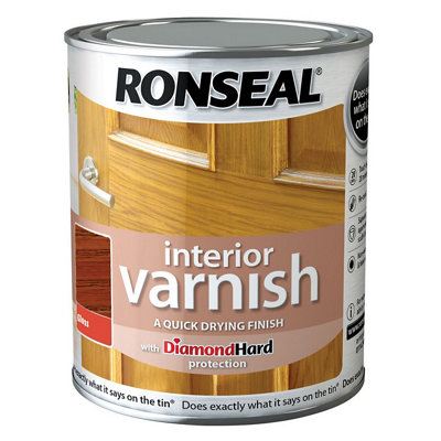 Ronseal Diamond Hard Medium Oak Gloss Skirting Wood Varnish, 750Ml