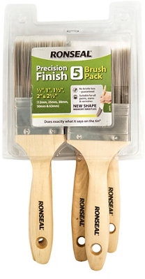 Ronseal Precision Finish Fine Tip Paint Brush, Pack Of 5