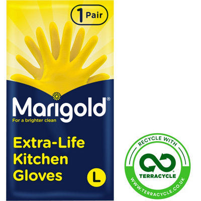 Marigold Yellow Latex Kitchen Gloves, Large