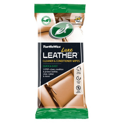 Turtle Wax Luxe Cleaner & Conditioner Leather Wipes, Pack Of 24