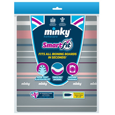 Minky Smart Fit Multicolour Pink Stripe Elasticated Ironing Board Cover (L)45Cm (W)125Cm