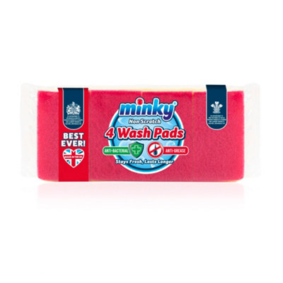 Minky Pink Synthetic Sponge Scourer, Pack Of 4
