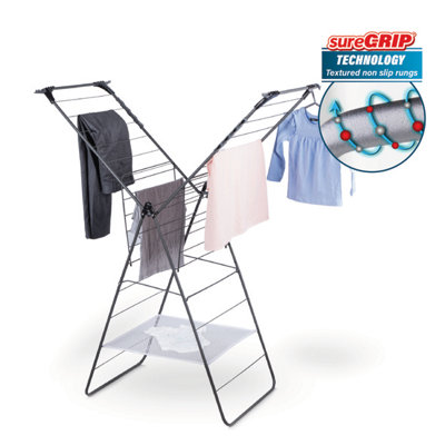 Minky Grey Suregrip 1 Tier Foldable Laundry Airer, 24M