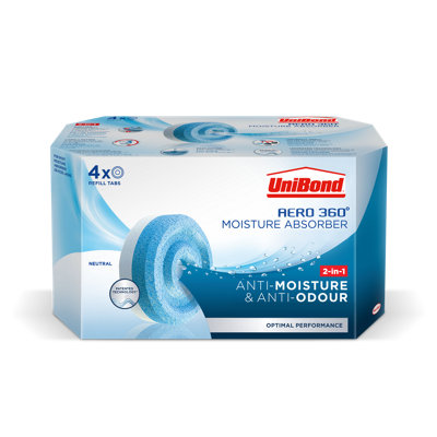 UniBond AERO 360 Moisture Absorber and Neutral Refill Tab 450g, 4pk x 2 - Dehumidifier