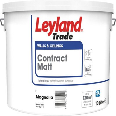 Leyland Trade Contract Magnolia Matt Emulsion Paint, 10L