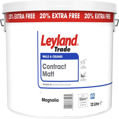 Leyland Trade Contract Magnolia Matt Emulsion Paint, 12L
