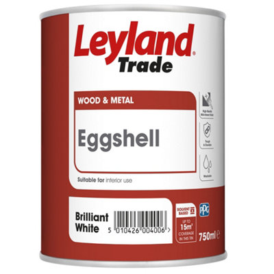 Leyland Trade Pure Brilliant White Eggshell Metal & Wood Paint, 750Ml