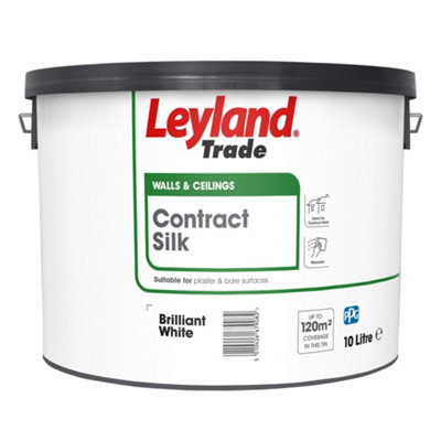 Leyland Trade Contract Brilliant White Silk Emulsion Paint, 10L