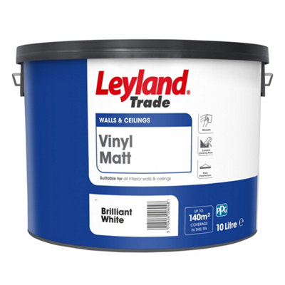 Leyland Trade Brilliant White Matt Emulsion Paint, 10L