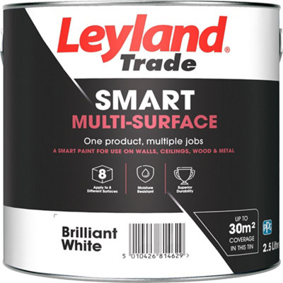 Leyland Trade Smart Brilliant White Mid Sheen Multi-Room Multi-Surface Paint, 2.5L