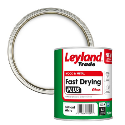 Leyland Trade Fast Dry Plus Brilliant White Gloss Metal & Wood Paint, 750Ml