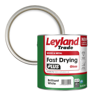 Leyland Trade Fast Dry Plus Brilliant White Gloss Metal & Wood Paint, 2.5L