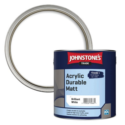 Johnstone's Trade Acrylic Durable Brilliant White Matt Wall & Ceiling Emulsion Paint, 2.5L