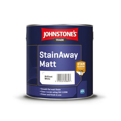 Johnstone's Trade Stainaway Brilliant White Matt Interior Stain Block Paint, 2.5L