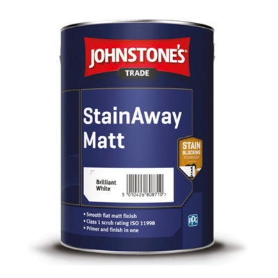 Johnstone's Trade Stainaway Brilliant White Matt Interior Stain Block Paint, 5L