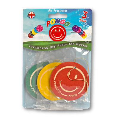 B&Q Pongo Smiley Vanilla, Cherry & Ice Cool Hanging Air Freshener, Pack Of 3