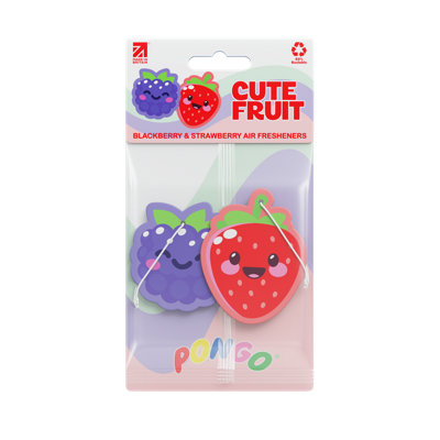 B&Q Pongo Berries Strawberry & Blackberry Hanging Air Freshener, Pack Of 2