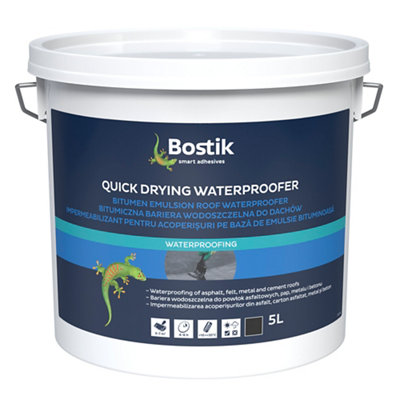 Bostik Quick Drying Black Roofing Waterproofer, 5L Tub