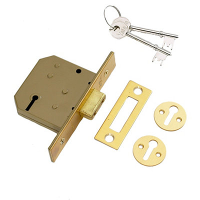 Yale 64Mm Polished Brass 3 Lever Deadlock