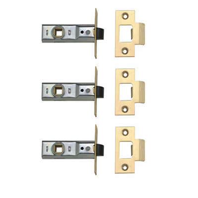 Yale Polished Brass Effect Metal Tubular Mortice Latch (L)64Mm, Pack Of 3