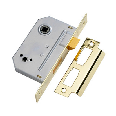 Yale 64Mm Polished Brass 2 Lever Deadlock