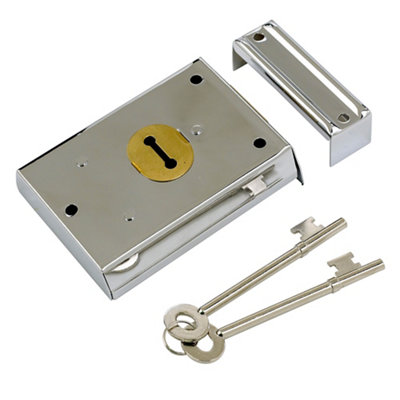 Yale 46Mm Chrome Effect Metal Rim Lock, (H)76Mm (L)102Mm
