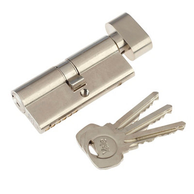 Yale Satin Nickel-Plated Single Euro Thumbturn Cylinder Lock 35/35, (L)80Mm (W)29Mm
