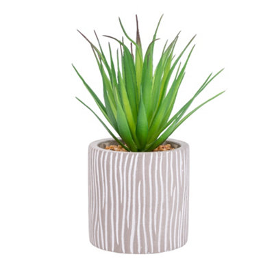 Candlelight Green 17.5Cm Succulent Artificial Plant In Grey Ceramic Pot