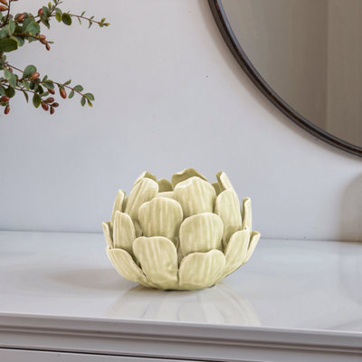 Candlelight Small Green Artichoke Ceramic Candle Holder