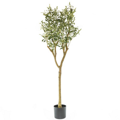 Candlelight Green 150Cm Olive Tree Artificial Plant In Black Mediterranean Plastic Pot