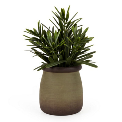 Candlelight Green 17Cm Rosemary Artificial Plant In Green Ceramic Pot