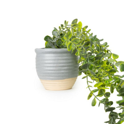 Candlelight Green 50Cm Eucalyptus Artificial Plant In Grey Ceramic Pot