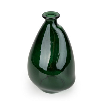 Candlelight Medium Green Gloss Glass Irregular Shaped Vase, (H)26Cm (D)16Cm