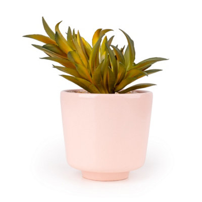 Candlelight Pink & Green 14.5Cm Succulent Pot With Artificial Plant In Pink Ceramic Pot