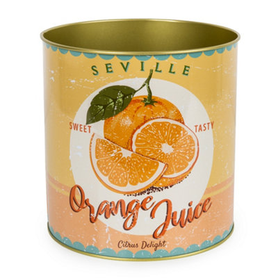 Candlelight Orange Metal Tin Can Pot (Dia) 15.5Cm, (H)16Cm