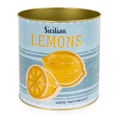 Candlelight Yellow Metal Tin Can Pot (Dia) 15.5Cm, (H)16Cm
